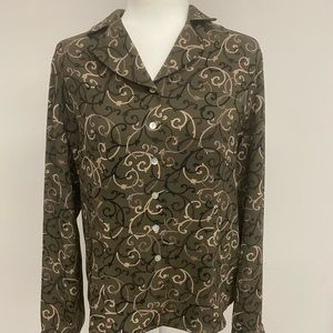 Ladies Size 10 “Liz Claiborne “ Collection Mother of Pearl Button Down Blouse